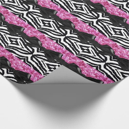 Pink-Scheinzebra-Girly Mädchens Geschenkpapier (Ecke)