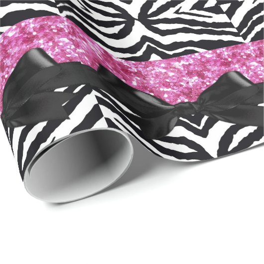 Pink-Scheinzebra-Girly Mädchens Geschenkpapier (Rolleneckpunkt)