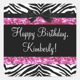 Pink-Scheinzebra-Girly Mädchens Quadratischer Aufkleber