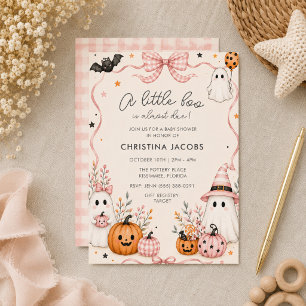 Pink Schleife Geist Oktober Halloween Baby Shower  Einladung