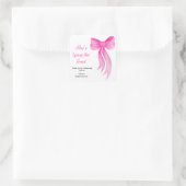 Pink Schleife - Hochzeitsfest Quadratischer Aufkleber (Tasche)