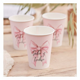 Pink Schleife Zwölfter Geburtstag Pappbecher