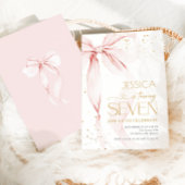 Pink Schleifen Mädchen 7. Geburtstag  Einladung