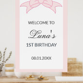 Pink Schleifen Mädchen Kinder 1. Geburtstag Poster (Küche)