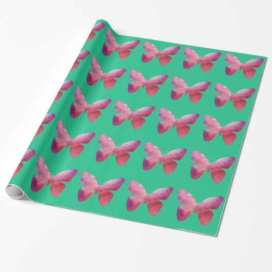 Pink-Schmetterling-Freiheit whimsissig Geschenkpapier (Ungerollt)