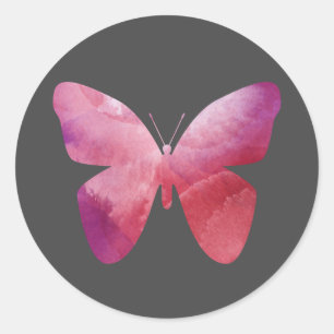 Pink-Schmetterling-Freiheit whimsissig Runder Aufkleber