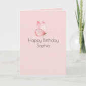 Pink-Schmetterlings-Geburtstag Karte (Vorderseite)
