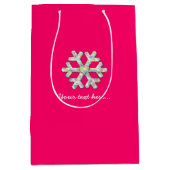 Pink-Schneeflocke-Rosa-Weihnachten Mittlere Geschenktüte (Vorderseite)