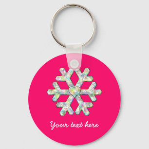Pink-Schneeflocke-Rosa-Weihnachten Schlüsselanhänger