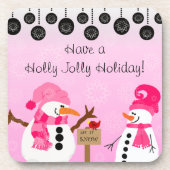 Pink-Schneemann-Untersetzer Getränkeuntersetzer (Vorderseite)