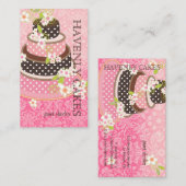 Pink + Schokolade Hochzeitskuchen/Bäckerei/Pâtisse Visitenkarte (Vorne/Hinten)