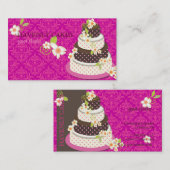Pink + Schokolade Hochzeitskuchen/Bäckerei/Pâtisse Visitenkarte (Vorne/Hinten)