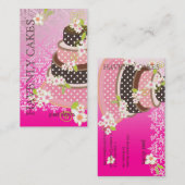 Pink + Schokolade Hochzeitskuchen/Bäckerei/Pâtisse Visitenkarte (Vorne/Hinten)