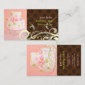 Pink/Schokolade Hochzeitskuchen Visitenkarten Visitenkarte (Vorne/Hinten)