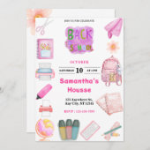 Pink School tools Birthday Einladung (Vorne/Hinten)