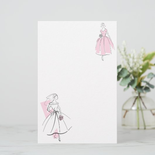 Pink-Schreibwaren der Fashion Bride Group Briefpapier (Stehend Vorderseite)