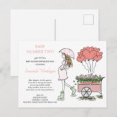 Pink Schwangere Mama Sprinkle Dusche per Post Einladungspostkarte (Vorne/Hinten)