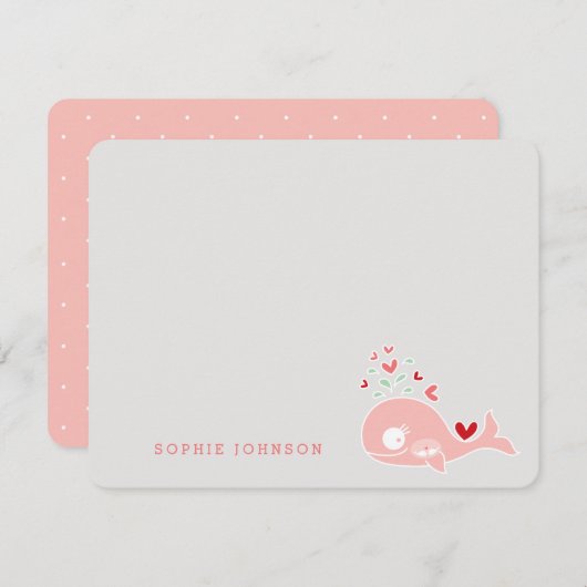 Pink Schwangere Mommy Whale mit Twins Babydusche Dankeskarte (Vorne/Hinten)