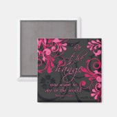 Pink Schwarz Abstrakt Floral Inspiration Magnet (Vorderseite/Rückseite)
