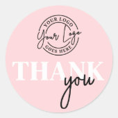 Pink Schwarz Dein Logo Danke Runder Aufkleber (Vorderseite)