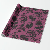 Pink-schwarz-gotische Blume Muster Halloween Geschenkpapier (Ungerollt)
