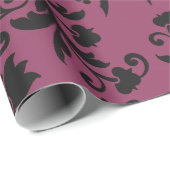 Pink-schwarz-gotische Blume Muster Halloween Geschenkpapier (Rolleneckpunkt)