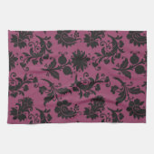 Pink-schwarz-gotische Blume Muster Halloween Geschirrtuch (Horizontal)