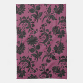 Pink-schwarz-gotische Blume Muster Halloween Geschirrtuch (Vertikal)