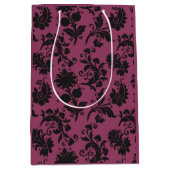 Pink-schwarz-gotische Blume Muster Halloween Mittlere Geschenktüte (Vorderseite)