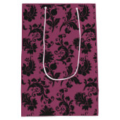 Pink-schwarz-gotische Blume Muster Halloween Mittlere Geschenktüte (Rückseite)