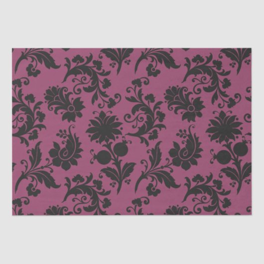 Pink-schwarz-gotische Blume Muster Halloween Seidenpapier (Vorderseite)