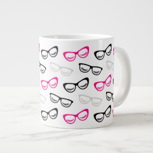 Pink, Schwarz & Grau Brillen & Lashes Jumbo-Tasse