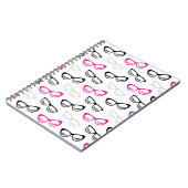 Pink, Schwarz & Grau Brillen & Lashes Notizblock (Linke Seite)
