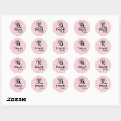 Pink Schwarz Ihr Logo Danke Runder Aufkleber (Blatt)