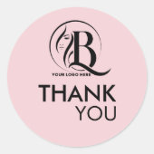 Pink Schwarz Ihr Logo Danke Runder Aufkleber (Vorderseite)
