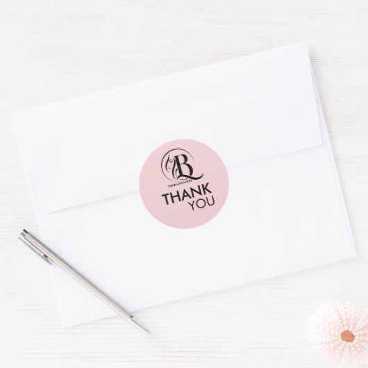 Pink Schwarz Ihr Logo Danke Runder Aufkleber (Umschlag)