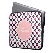 Pink-schwarz-Kreis-Polka-Punkte-Monogramm Laptopschutzhülle (Vorderseite Links)