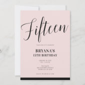 Pink & Schwarz Moderne Minimal Script 15 15 15. Einladung (Vorderseite)