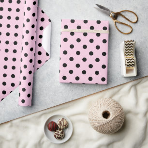 Pink-schwarz-polka-Punktpapier Geschenkpapier