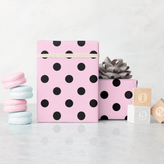 Pink-schwarz-polka-Punktpapier Geschenkpapier (Babyparty)