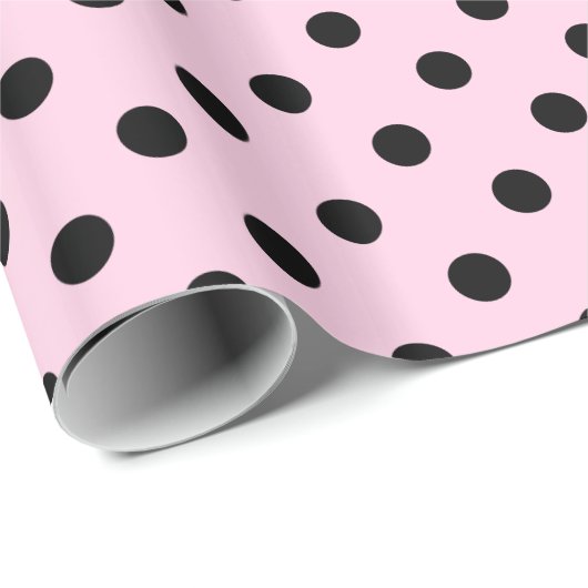 Pink-schwarz-polka-Punktpapier Geschenkpapier (Rolleneckpunkt)