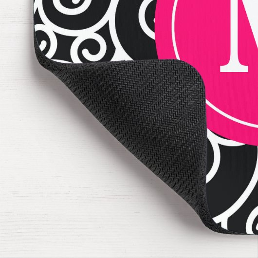 Pink-Schwarz-Strudel-Monogramm-Mausunterlage Mousepad (Ecke)