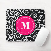 Pink-Schwarz-Strudel-Monogramm-Mausunterlage Mousepad (Mit Mouse)