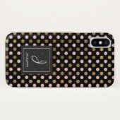 Pink, Schwarz und Gold Foil Polka Dot Monogramm Case-Mate iPhone Hülle (Rückseite (Horizontal))