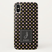 Pink, Schwarz und Gold Foil Polka Dot Monogramm Case-Mate iPhone Hülle (Rückseite)