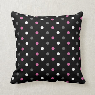 Pink, Schwarz und Grau Polka Dot Kissen