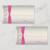 Pink, Schwarz und Silber Platzkarte (Vorne/Hinten)