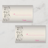 Pink, Schwarz und Silber Platzkarte (Vorne/Hinten)
