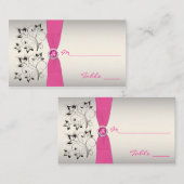 Pink, Schwarz und Silber Platzkarte (Vorne/Hinten)