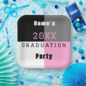 Pink, Schwarz und Weiß-Graduierungspartei pa Pappteller (Party)